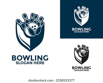 Bowling Sports Club Logo vector, Bowling with Shield logo design template