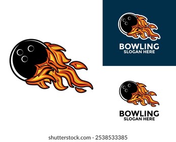 Bowling Sports Club Logo vector, Bowling with Flame logo design template, Hot Bowling logo icon