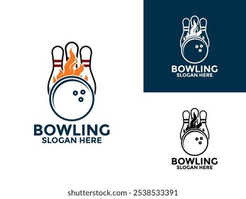 Bowling Sports Club Logo vector, Bowling Fire logo design template