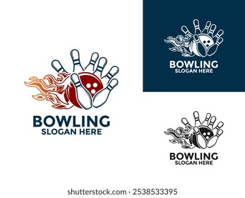 Bowling Sports Club Logo vector, Bowling with Flame logo design template, Hot Bowling logo icon