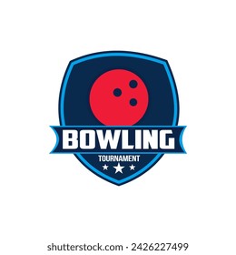 Bowling sports emblem Logo Template Design