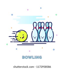 Bowling sports illustrations with mbe style vector and cute color