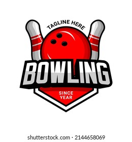 bowling sports logo vector on white background