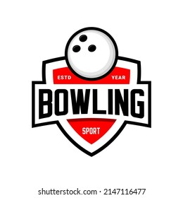 bowling sports logo vector on white background	