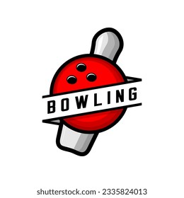 bowling sports logo vector on white background	