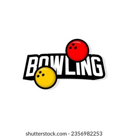 bowling sports logo vector on white background	