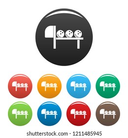 Bowling stand balls icons set 9 color vector isolated on white for any design