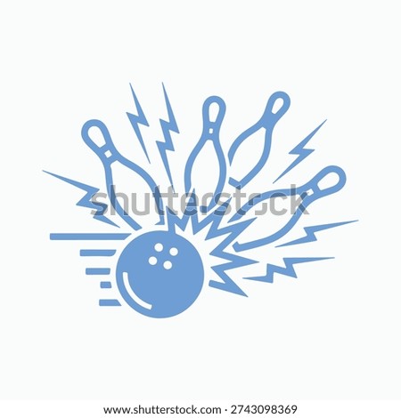 Bowling Strike Icon  Bowling Ball Hitting Pins Flat Vector Illustration