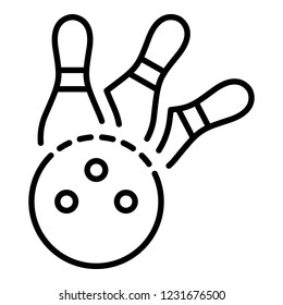 Bowling strike icon. Outline bowling strike vector icon for web design isolated on white background