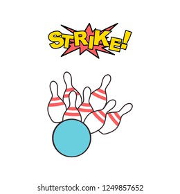 Bowling strike icon. Realistic illustration of bowling strike vector icon for on transparent background