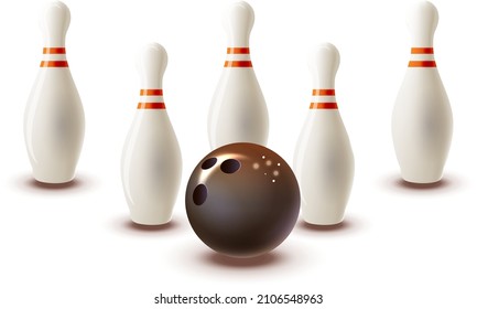 Bowling strike icon. Realistic illustration of bowling strike vector icon for on transparent background