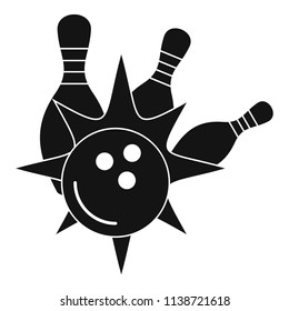 Bowling strike icon. Simple illustration of bowling strike vector icon for web design isolated on white background
