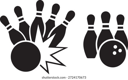 Bowling Strike und Ersatz Icon Set Vektorgrafik.