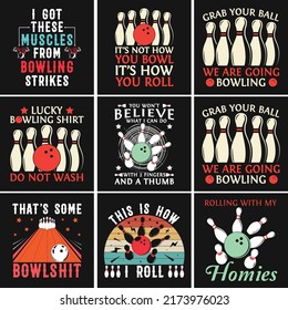 Bowling Strike Sport Typography Vector T-shirt