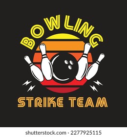Bowling Strike Team Champion Emblem Logo Design