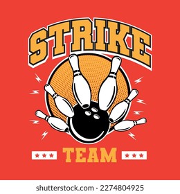 Bowling Strike Team Emblem Logo Design Style