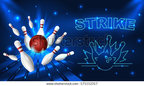 Bowling strike template. Tv size banner.\
Vector clip art\
illustration.