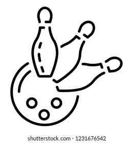 Bowling strike win icon. Outline bowling strike win vector icon for web design isolated on white background