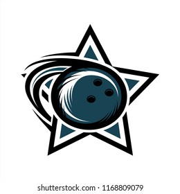 Bowling Swoosh Star Logo