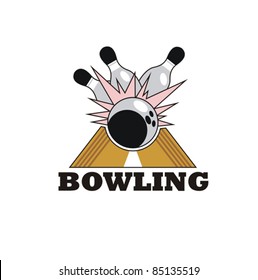 Bowling symbol isolated on white. Vector