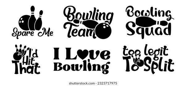 Design-Paket Bowling-T-Shirt, Design-Design des Vektorbowling-T-Shirts, Bowling-Shirt, Bowling-Typografie-T-Shirt-Design-Kollektion