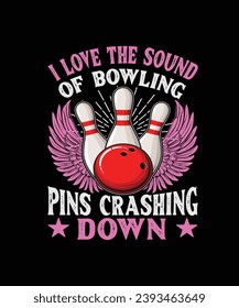 Bowling-t-Shirt-Design, FUN, ILLUSTRATION, POLO, BALL, TEAM, ETIKETT, BLCK, ROW, FARBE, VEKTOR 