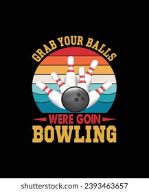 Bowling-t-Shirt-Design, FUN, ILLUSTRATION, POLO, BALL, TEAM, ETIKETT, BLCK, ROW, FARBE, VEKTOR 