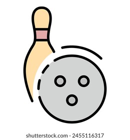 Bowling target icon. Outline bowling target vector icon color flat isolated on white