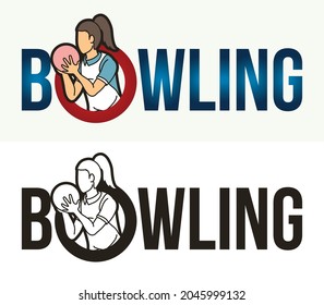 Bowling Text With Sport Players Graphic Vector