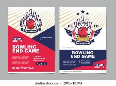 bowling tournament event poster and bowling logo