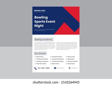 plantilla de diseño de póster de volante para torneo de boliche. diseño de afiches de boliche para eventos deportivos. diseño de boliche nocturno.