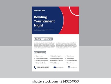 bowling tournament flyer poster design template. bowling sports event flyer poster design. bowling night flyer design.
