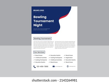 bowling tournament flyer poster design template. bowling sports event flyer poster design. bowling night flyer design.