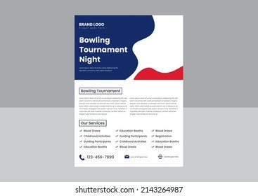 bowling tournament flyer poster design template. bowling sports event flyer poster design. bowling night flyer design.