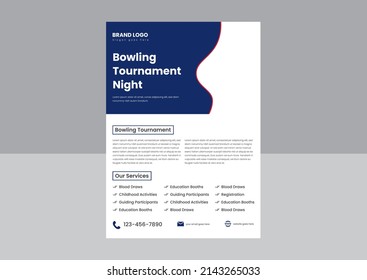 bowling tournament flyer poster design template. bowling sports event flyer poster design. bowling night flyer design.