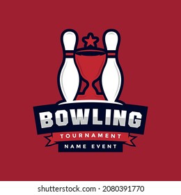 Bowling Tournament logo template with red background