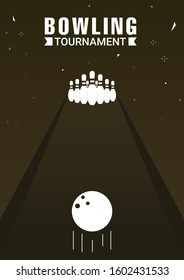 Bowling Tournament Minimal Poster - Vector