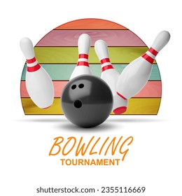 Bowling tournament poster. EPS10 vector