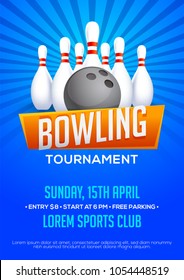 Bowling Tournament Poster, Flyer Or Banner Design.