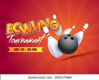 Bowling tournament poster, flyer or banner design.