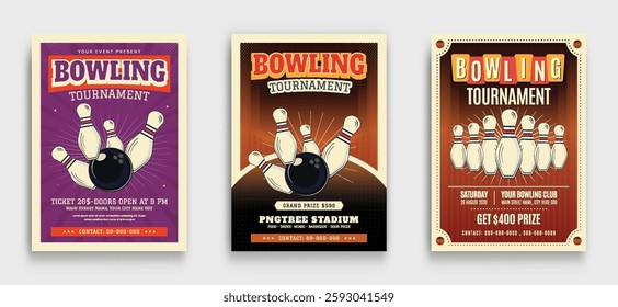 Bowling tournament poster or flyer design