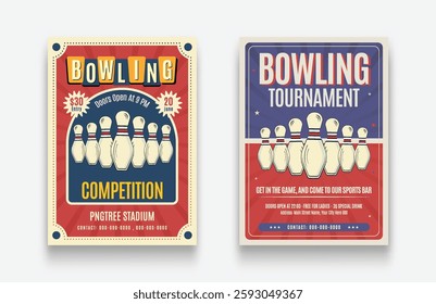 Bowling tournament poster or flyer template design