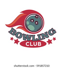 Bowling tournament poster or logo vector template of ball for sport game contest