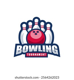 Bowling Tournament Sports Logo Design Illustration Vector