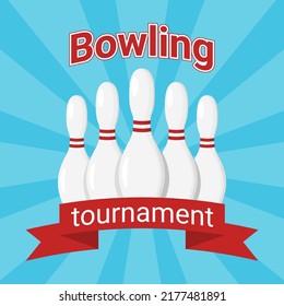 Bowling Tournament Square Vector Banner White Stock Vector (Royalty ...