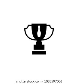 Bowling Tournament Winner Cup. Flat Vector Icon. Simple black symbol on white background