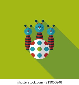 Bowling toy flat icon with long shadow,eps10