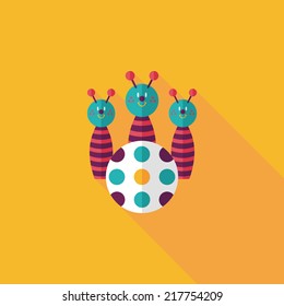 Bowling toy flat icon with long shadow,eps10
