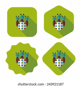Bowling toy flat icon with long shadow,eps10