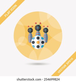 Bowling toy flat icon with long shadow,eps10